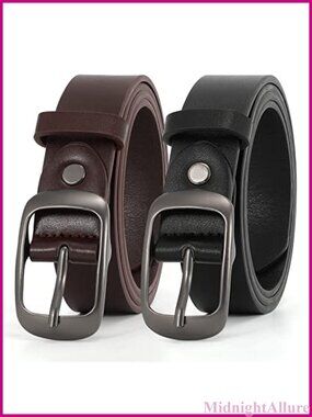 Plus Size Genuine Leather Belts 2 Pack Pin Buckle Jeans Pants Dress